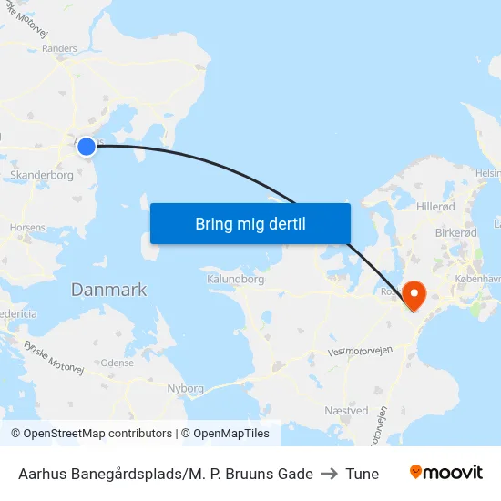 Aarhus Banegårdsplads/M. P. Bruuns Gade to Tune map