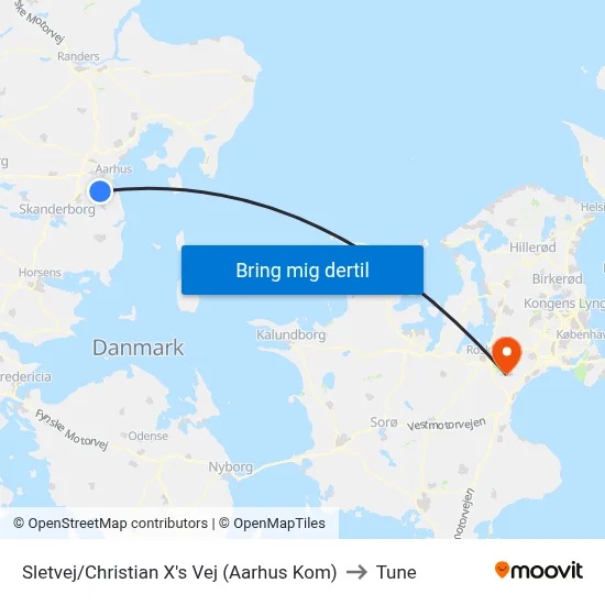 Sletvej/Christian X's Vej (Aarhus Kom) to Tune map