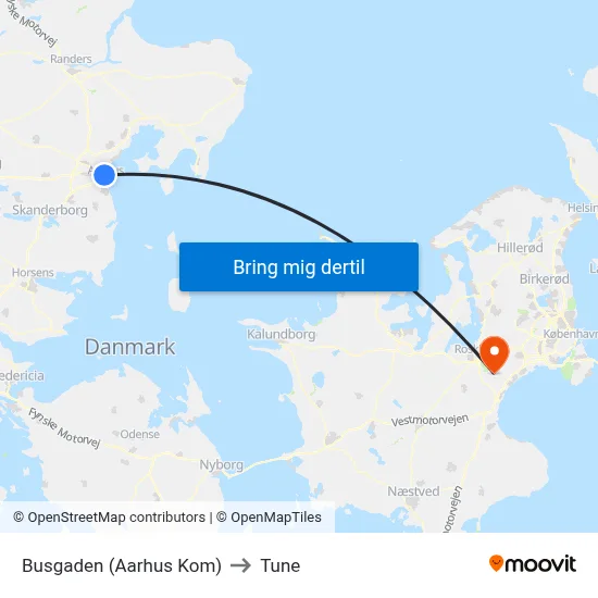 Busgaden (Aarhus Kom) to Tune map