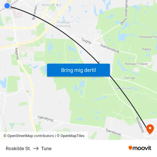 Roskilde St. to Tune map