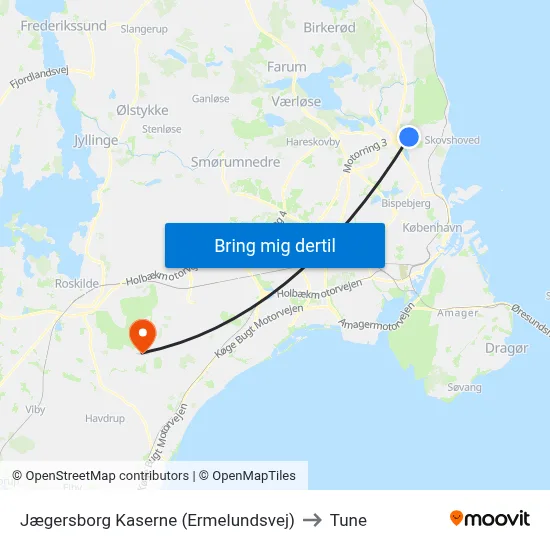Jægersborg Kaserne (Ermelundsvej) to Tune map
