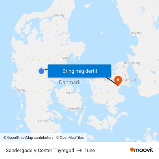 Søndergade V Center Thyregod to Tune map