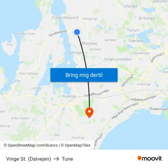 Vinge St. (Dalvejen) to Tune map