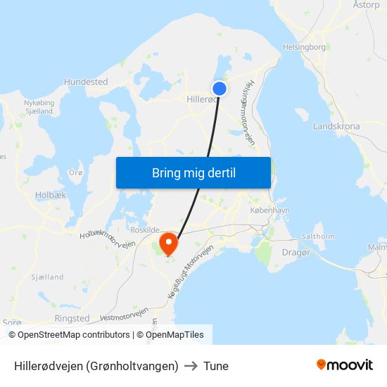 Hillerødvejen (Grønholtvangen) to Tune map