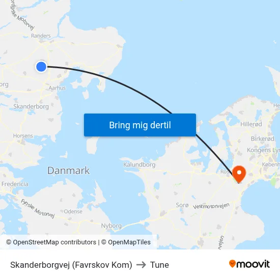 Skanderborgvej (Favrskov Kom) to Tune map