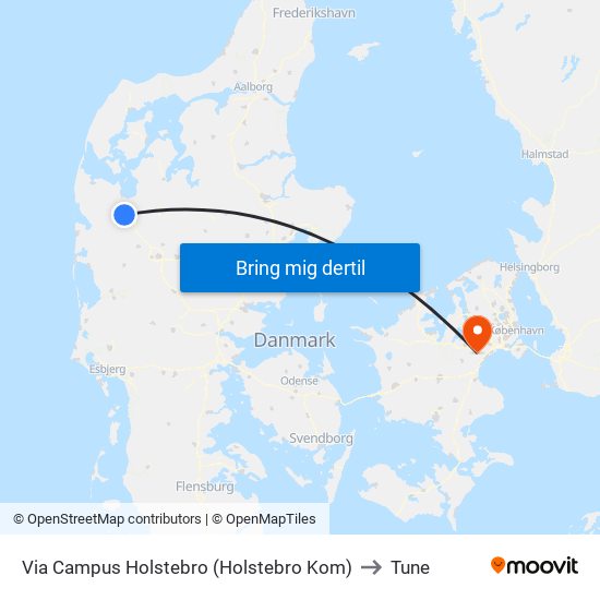 Via Campus Holstebro (Holstebro Kom) to Tune map