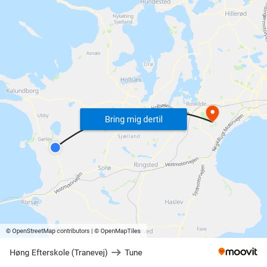 Høng Efterskole (Tranevej) to Tune map