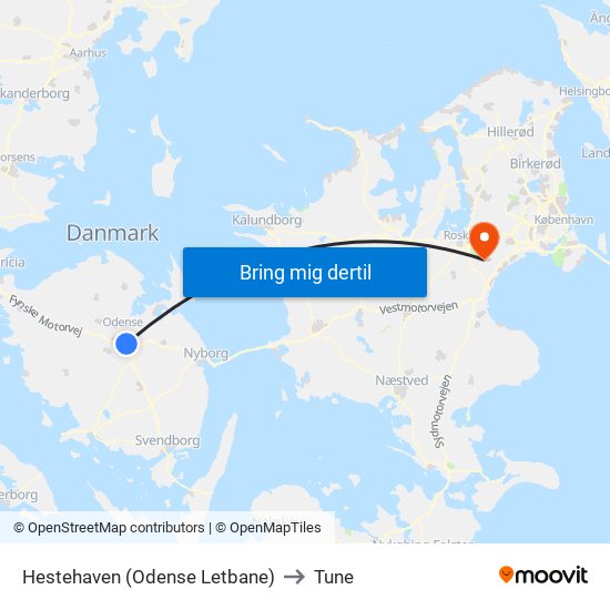 Hestehaven (Odense Letbane) to Tune map