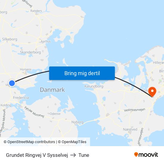 Grundet Ringvej V Sysselvej to Tune map