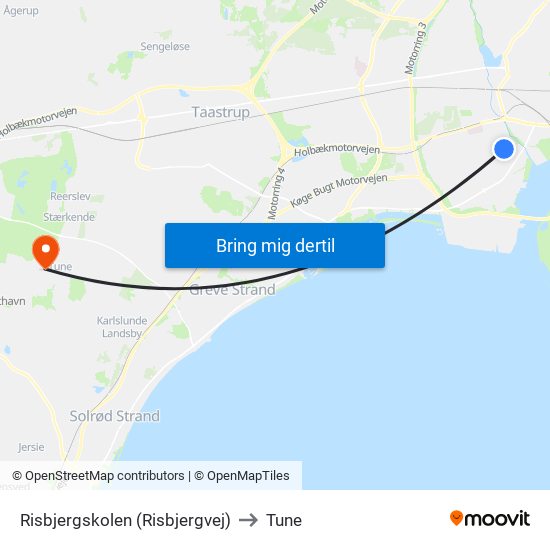 Risbjergskolen (Risbjergvej) to Tune map