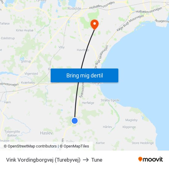 Vink Vordingborgvej (Turebyvej) to Tune map