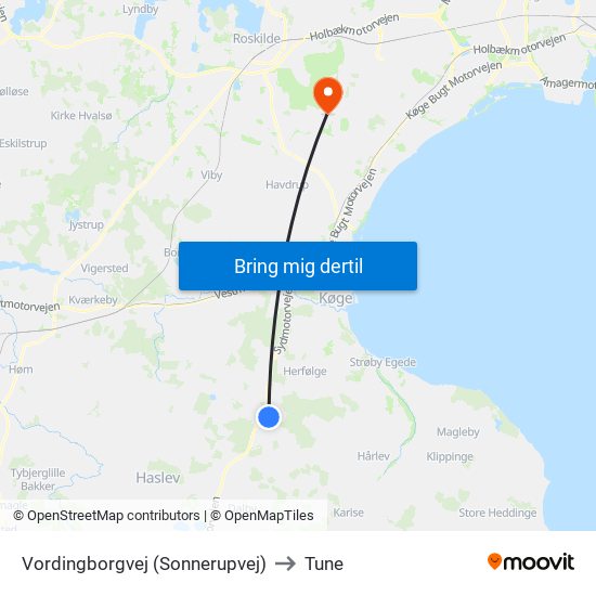 Vordingborgvej (Sonnerupvej) to Tune map