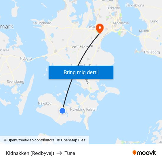 Kidnakken (Rødbyvej) to Tune map