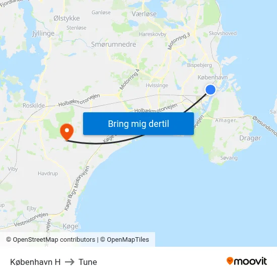 København H to Tune map