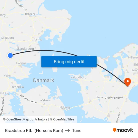 Brædstrup Rtb. (Horsens Kom) to Tune map