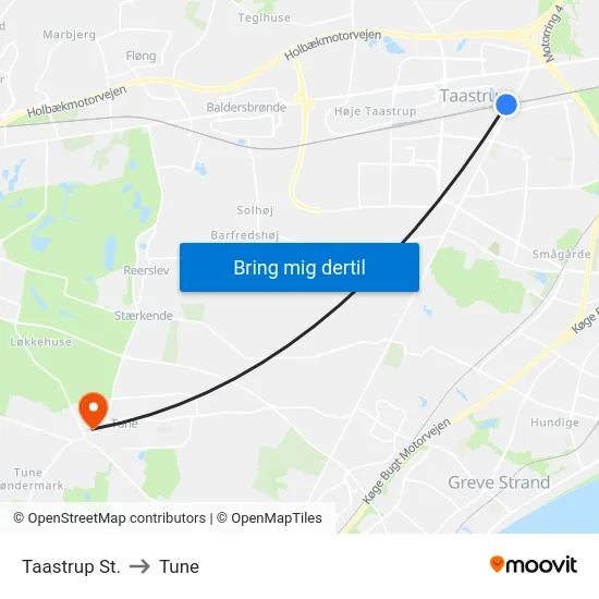 Taastrup St. to Tune map