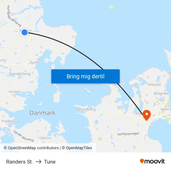 Randers St. to Tune map