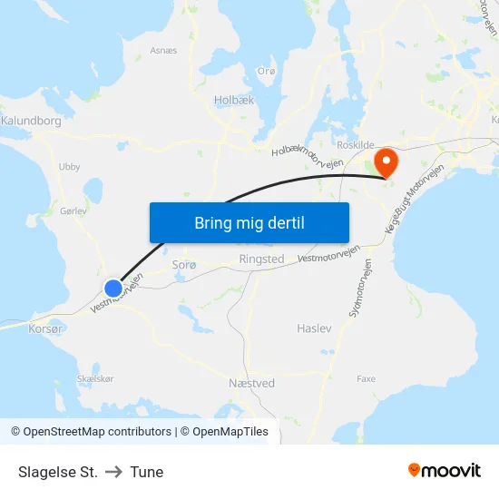 Slagelse St. to Tune map