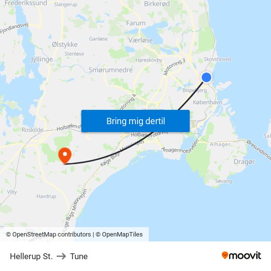 Hellerup St. to Tune map