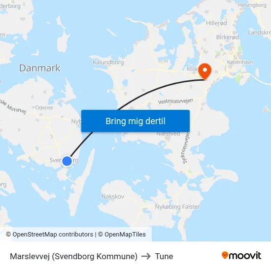 Marslevvej (Svendborg Kommune) to Tune map