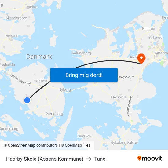 Haarby Skole (Assens Kommune) to Tune map
