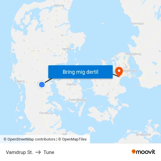 Vamdrup St. to Tune map