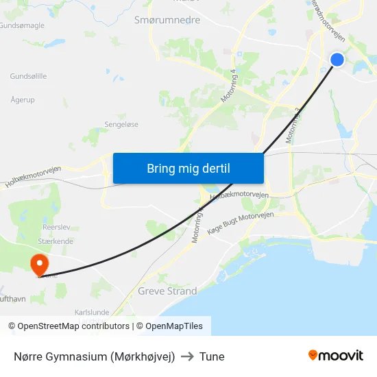 Nørre Gymnasium (Mørkhøjvej) to Tune map
