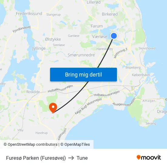 Furesø Parken (Furesøvej) to Tune map