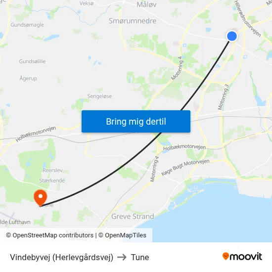 Vindebyvej (Herlevgårdsvej) to Tune map
