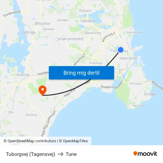Tuborgvej (Tagensvej) to Tune map