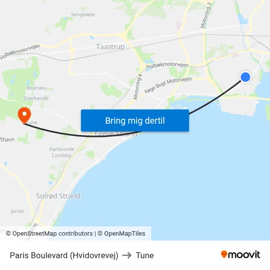 Paris Boulevard (Hvidovrevej) to Tune map