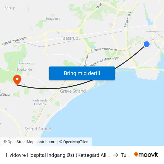 Hvidovre Hospital Indgang Øst (Kettegård Allé) to Tune map