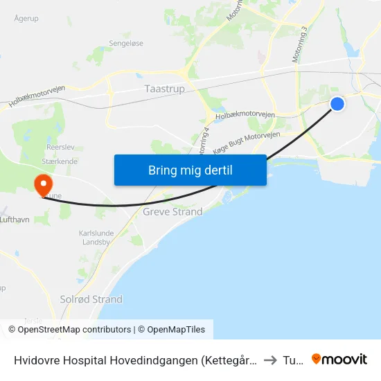 Hvidovre Hospital Hovedindgangen (Kettegård Allé) to Tune map