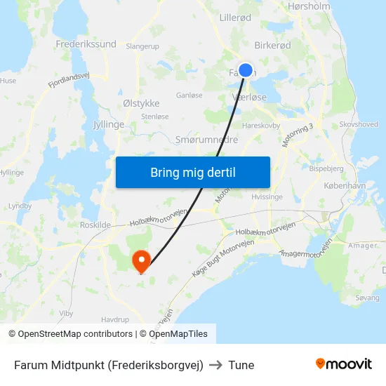 Farum Midtpunkt (Frederiksborgvej) to Tune map