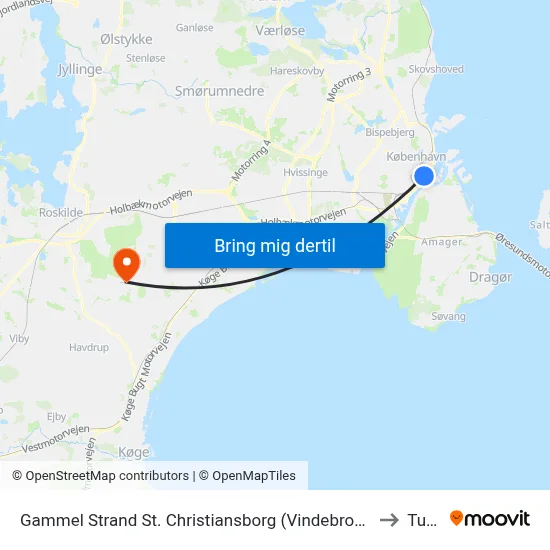 Gammel Strand St. Christiansborg (Vindebrogade) to Tune map