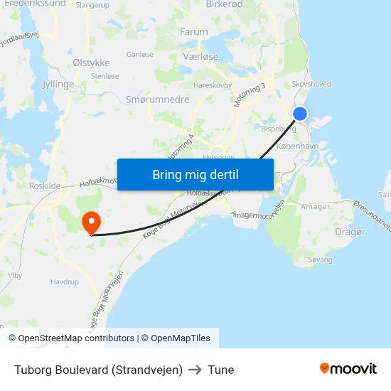Tuborg Boulevard (Strandvejen) to Tune map