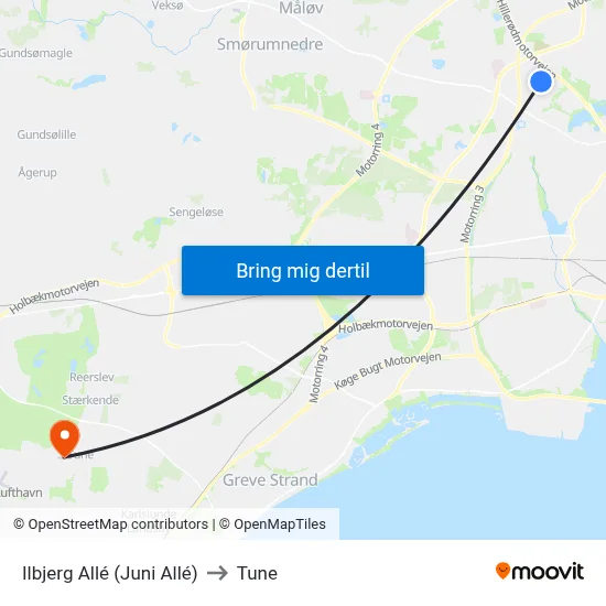 Ilbjerg Allé (Juni Allé) to Tune map