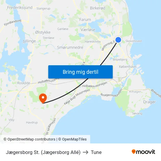 Jægersborg St. (Jægersborg Allé) to Tune map