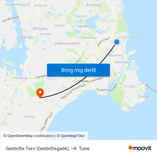 Gentofte Torv (Gentoftegade) to Tune map