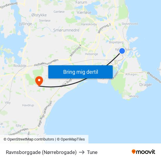 Ravnsborggade (Nørrebrogade) to Tune map