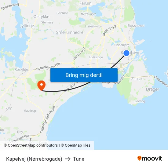 Kapelvej (Nørrebrogade) to Tune map