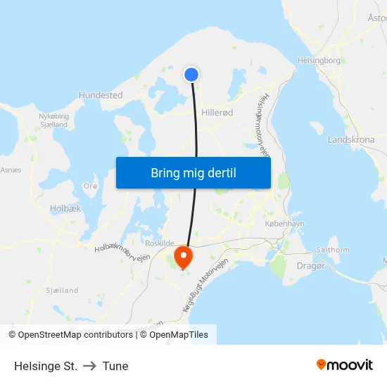 Helsinge St. to Tune map