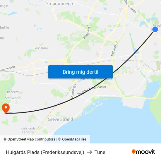Hulgårds Plads (Frederikssundsvej) to Tune map