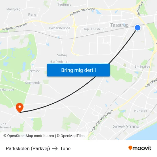 Parkskolen (Parkvej) to Tune map