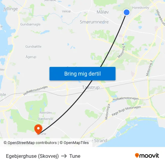 Egebjerghuse (Skovvej) to Tune map