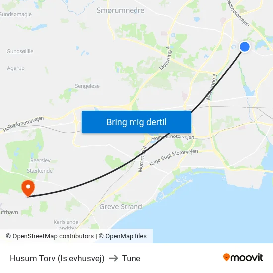 Husum Torv (Islevhusvej) to Tune map