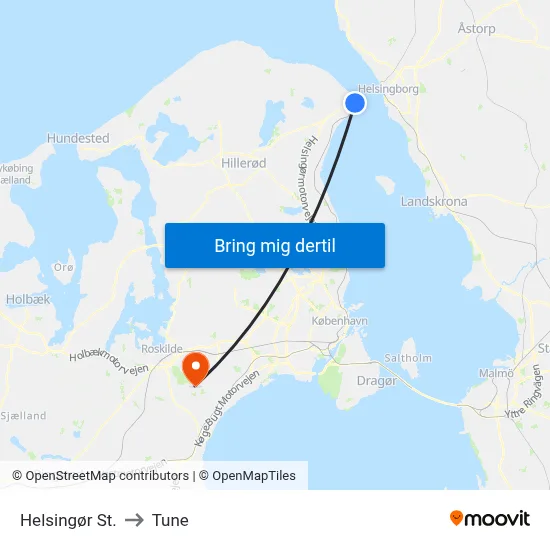 Helsingør St. to Tune map