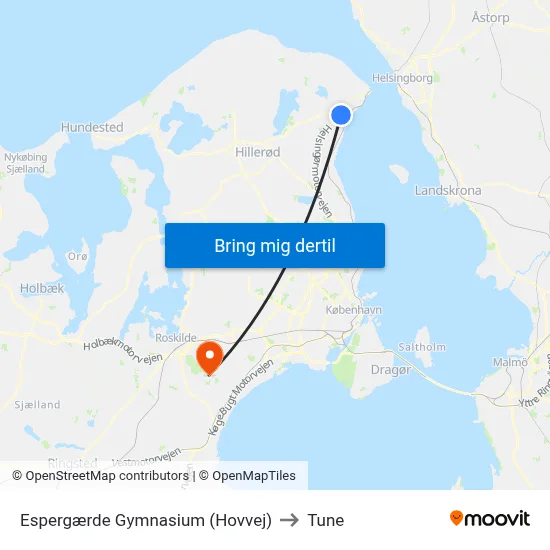 Espergærde Gymnasium (Hovvej) to Tune map