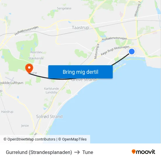 Gurrelund (Strandesplanaden) to Tune map