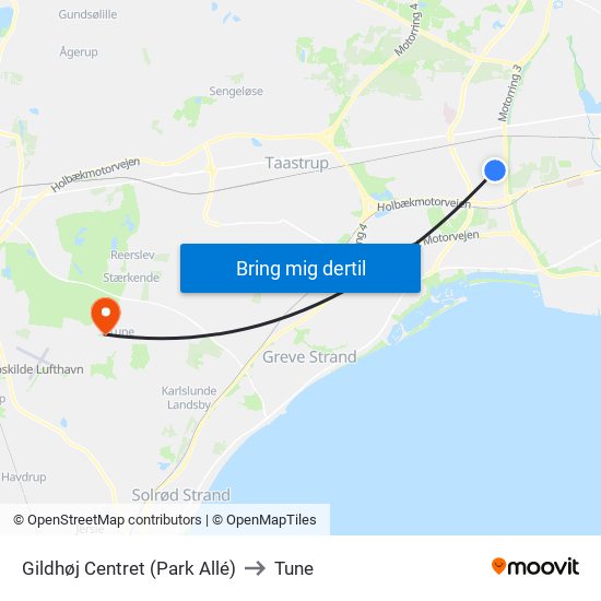 Gildhøj Centret (Park Allé) to Tune map